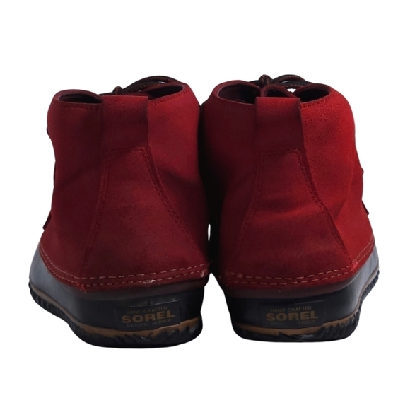 Sorel Women's Out N About Red Waterproof Leather Duck Boots Size 9 - Picture 3 of 10